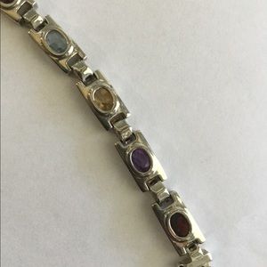 Multi Stone Square Link Bracelet
